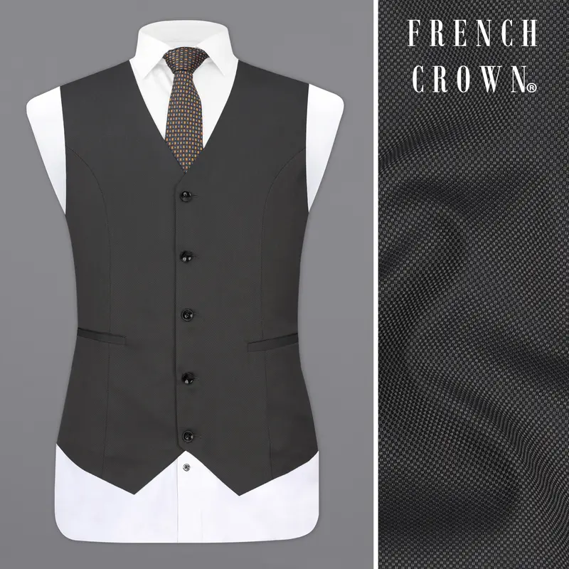 Fuscous Grey Textured Waistcoat 1