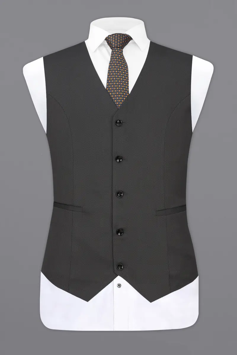 Fuscous Grey Textured Waistcoat 2