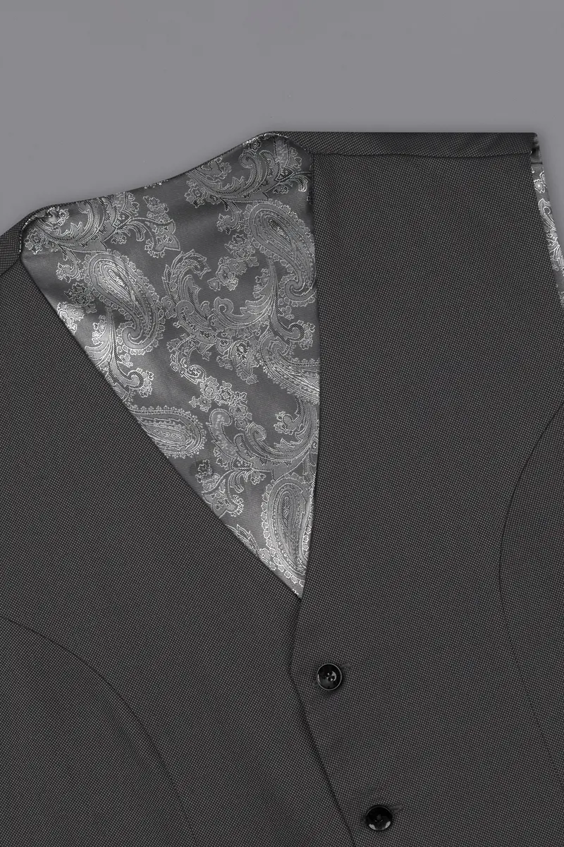 Fuscous Grey Textured Waistcoat 4