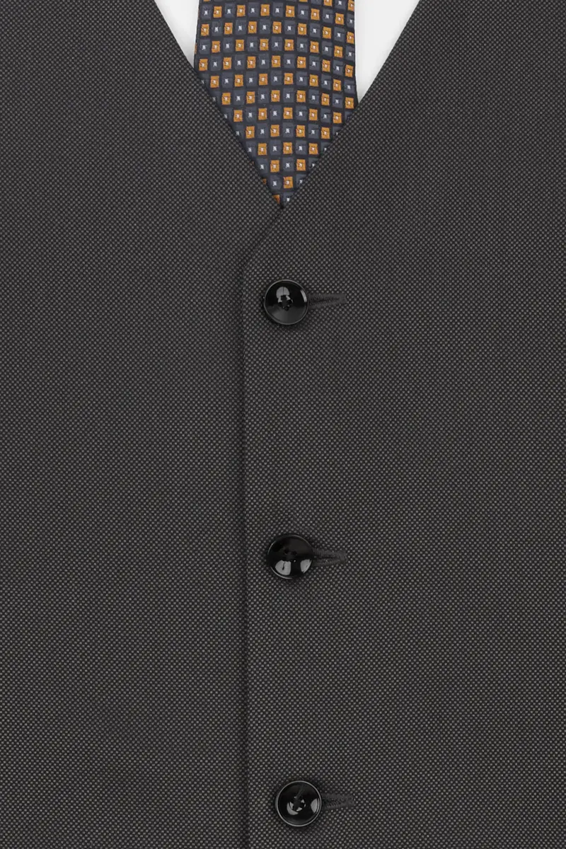 Fuscous Grey Textured Waistcoat 5