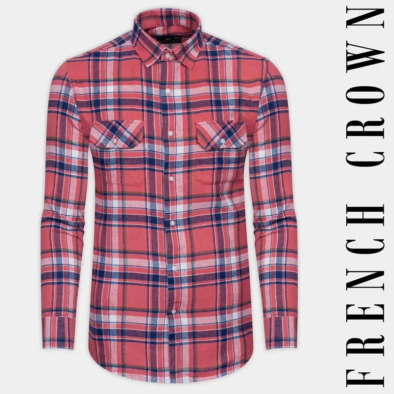 Fuzzy Wuzzy Red With Blue Plaid Flannel Shirt 1