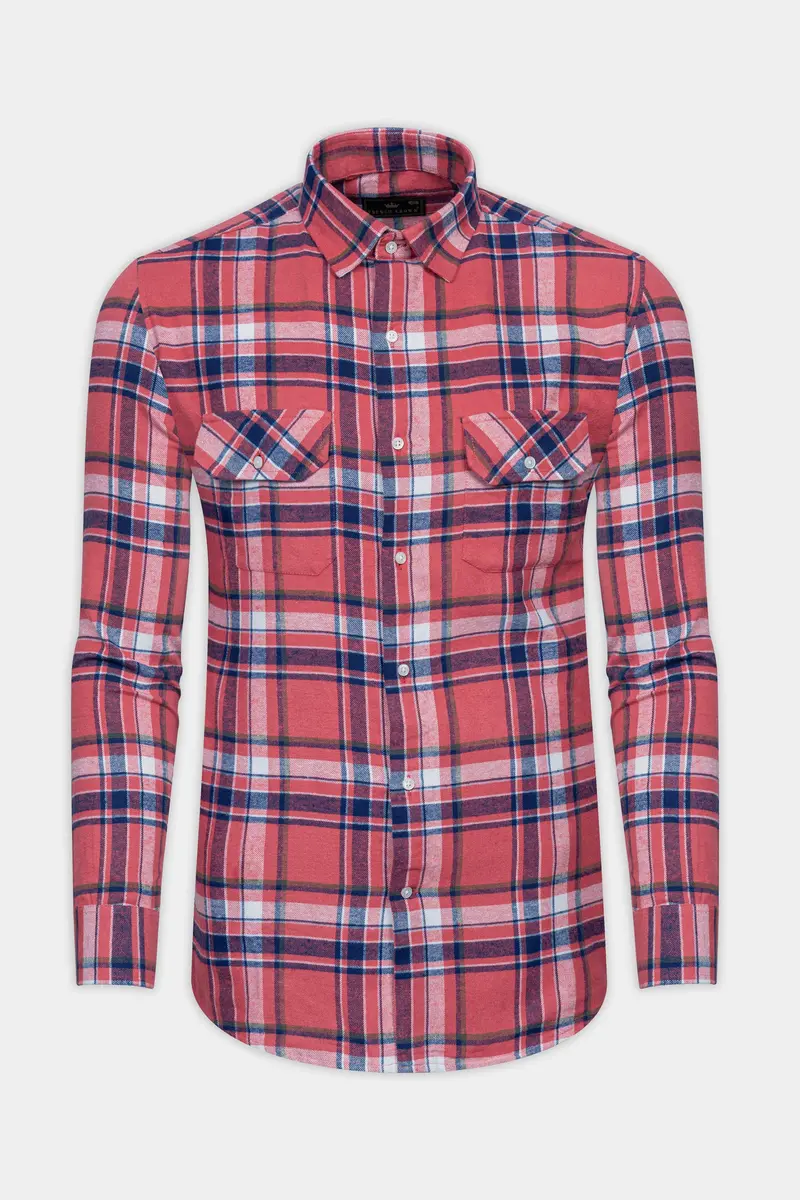 Fuzzy Wuzzy Red With Blue Plaid Flannel Shirt 2