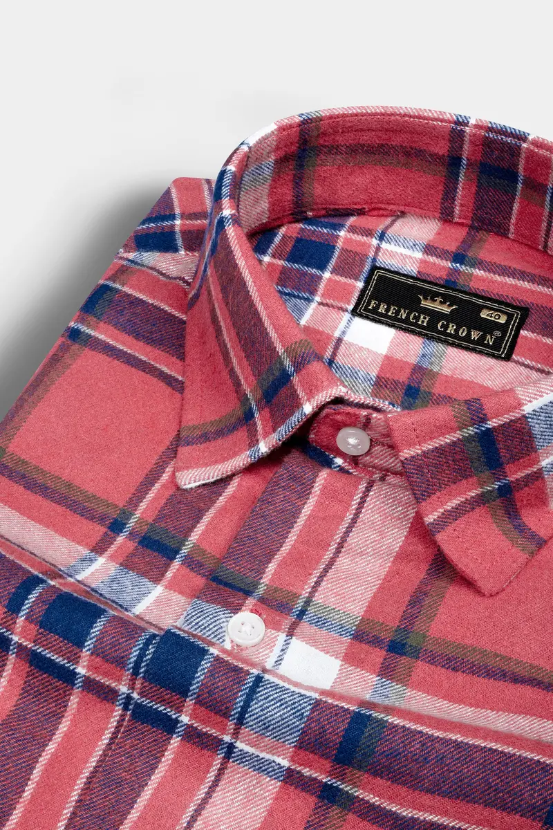 Fuzzy Wuzzy Red With Blue Plaid Flannel Shirt 4