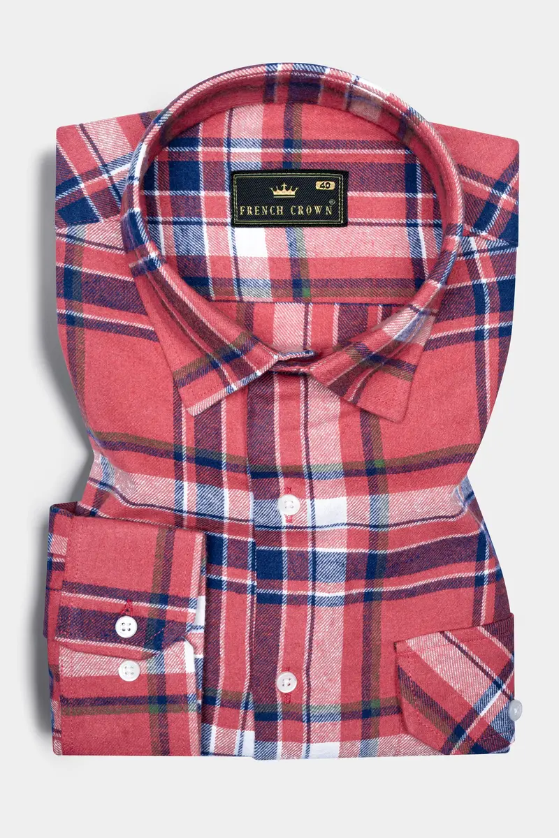 Fuzzy Wuzzy Red With Blue Plaid Flannel Shirt 5