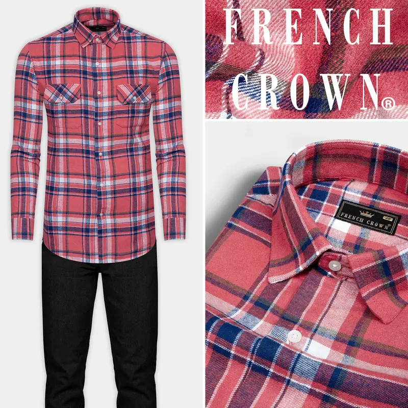Fuzzy Wuzzy Red With Blue Plaid Flannel Shirt 8