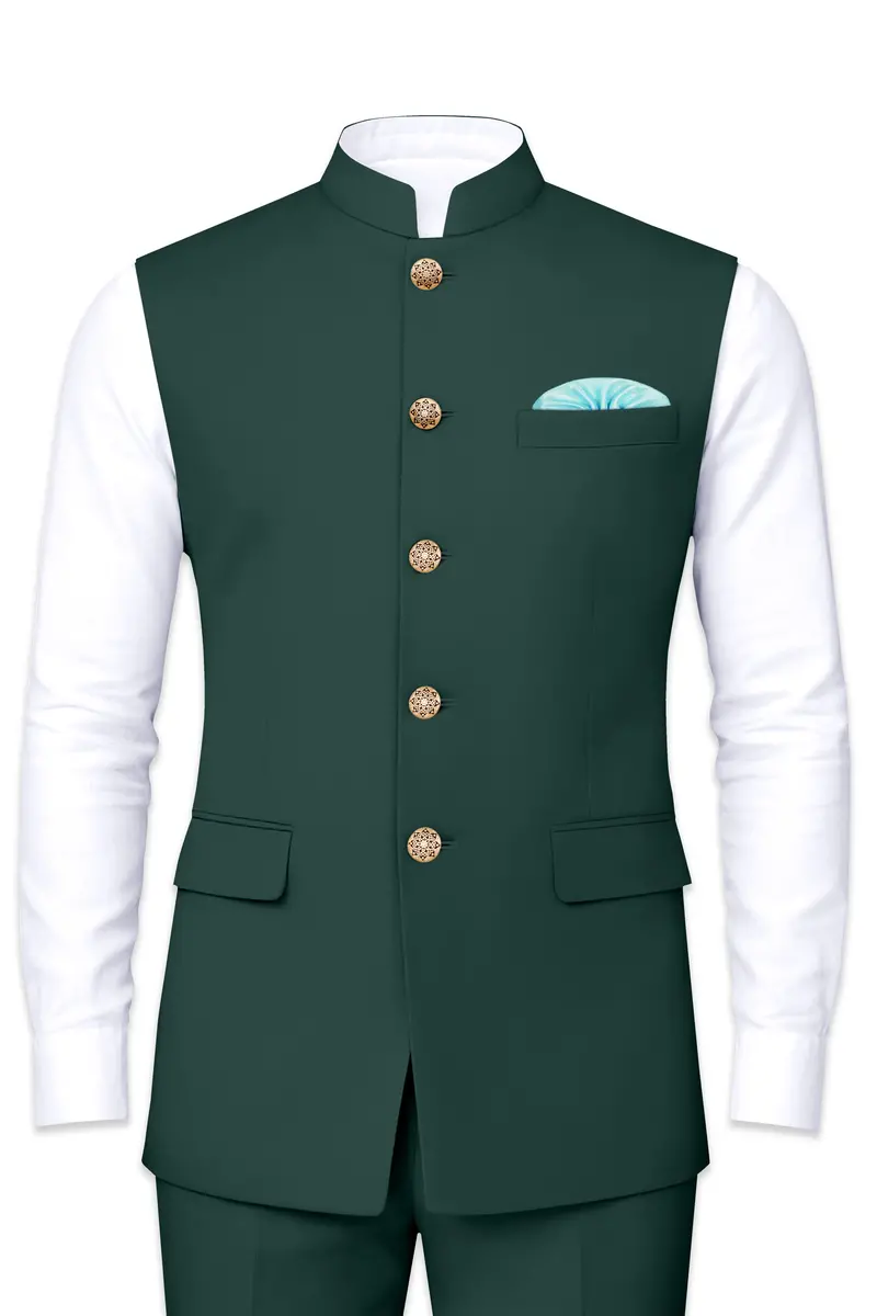 Gable Green Wool Rich Nehru Jacket 2