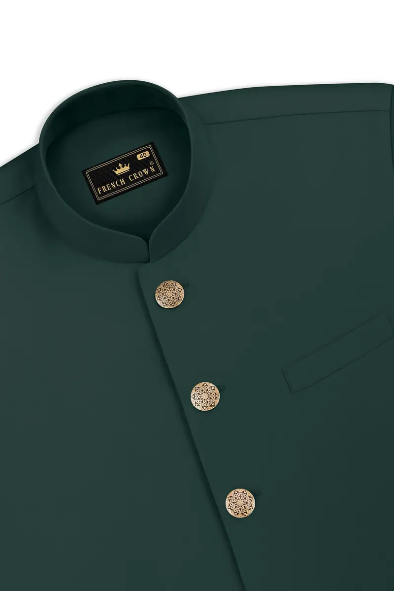 Gable Green Wool Rich Nehru Jacket 5