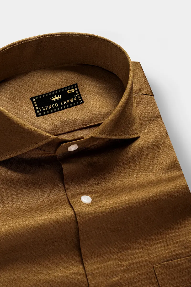 Gaelicbrown-Irish Dobby Textured Premium Giza Cotton Dress Shirt 1