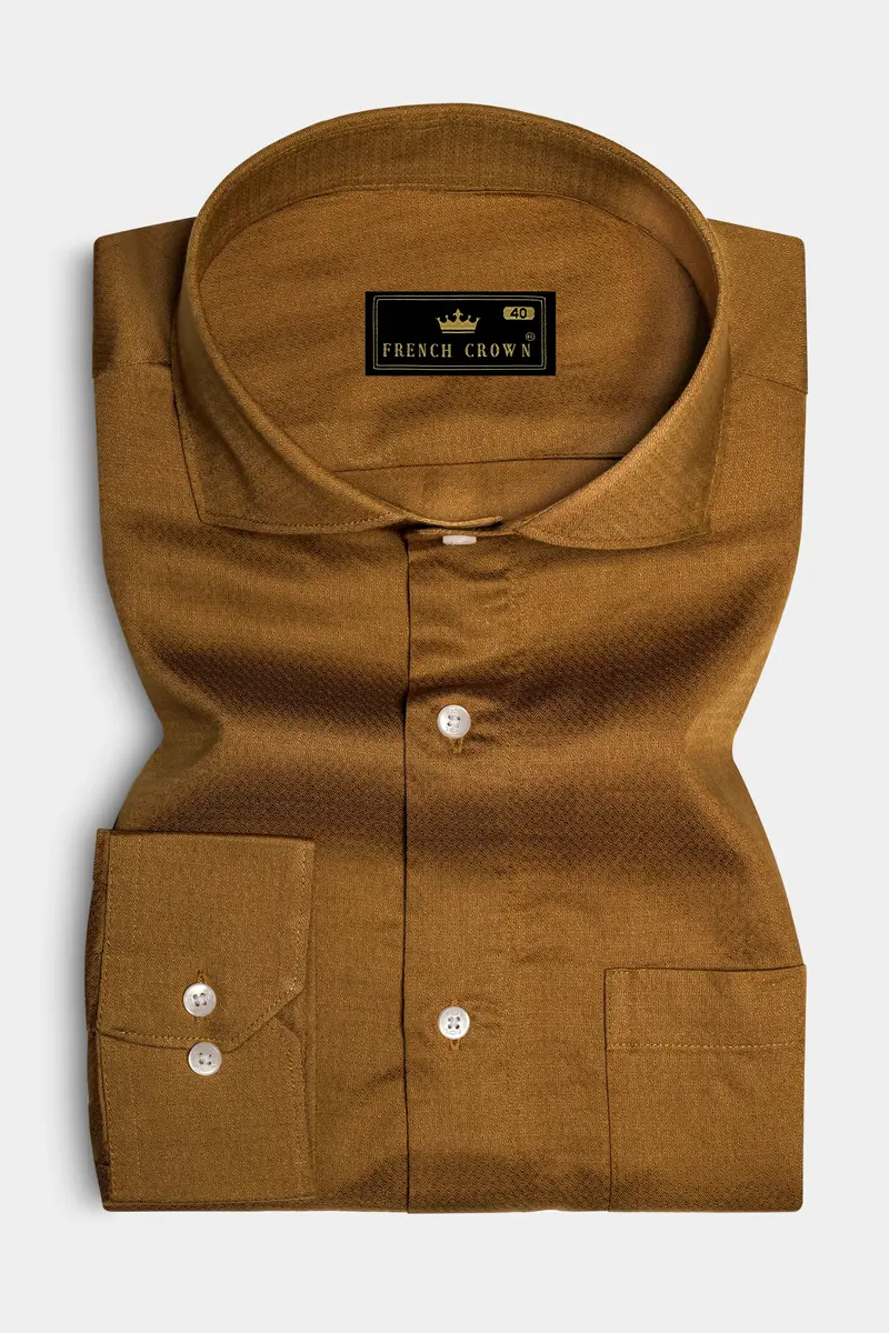 Gaelicbrown-Irish Dobby Textured Premium Giza Cotton Dress Shirt 3