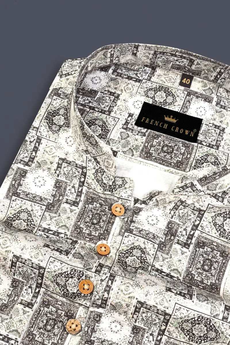 Gainboro Gray Ancient Printed Super Soft Premium Cotton Designer Kurta Shirt 4