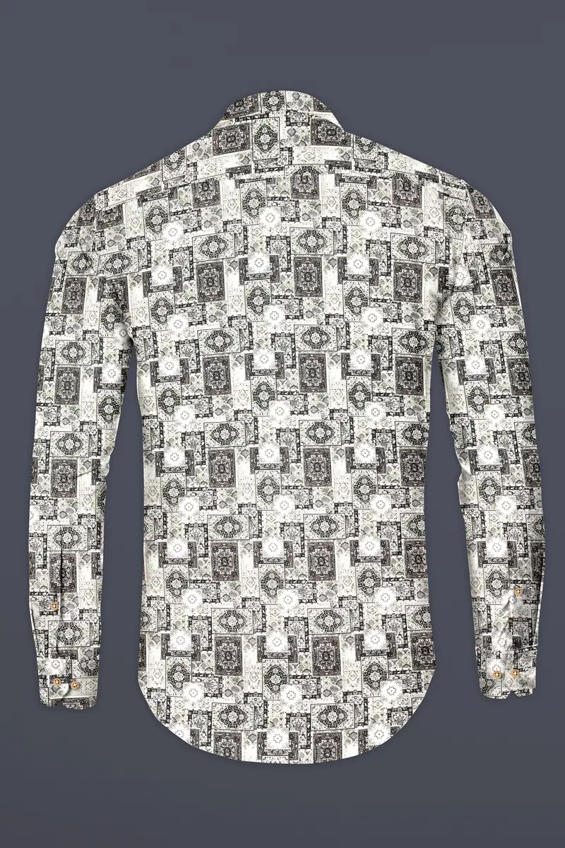 Gainboro Gray Ancient Printed Super Soft Premium Cotton Designer Kurta Shirt 6
