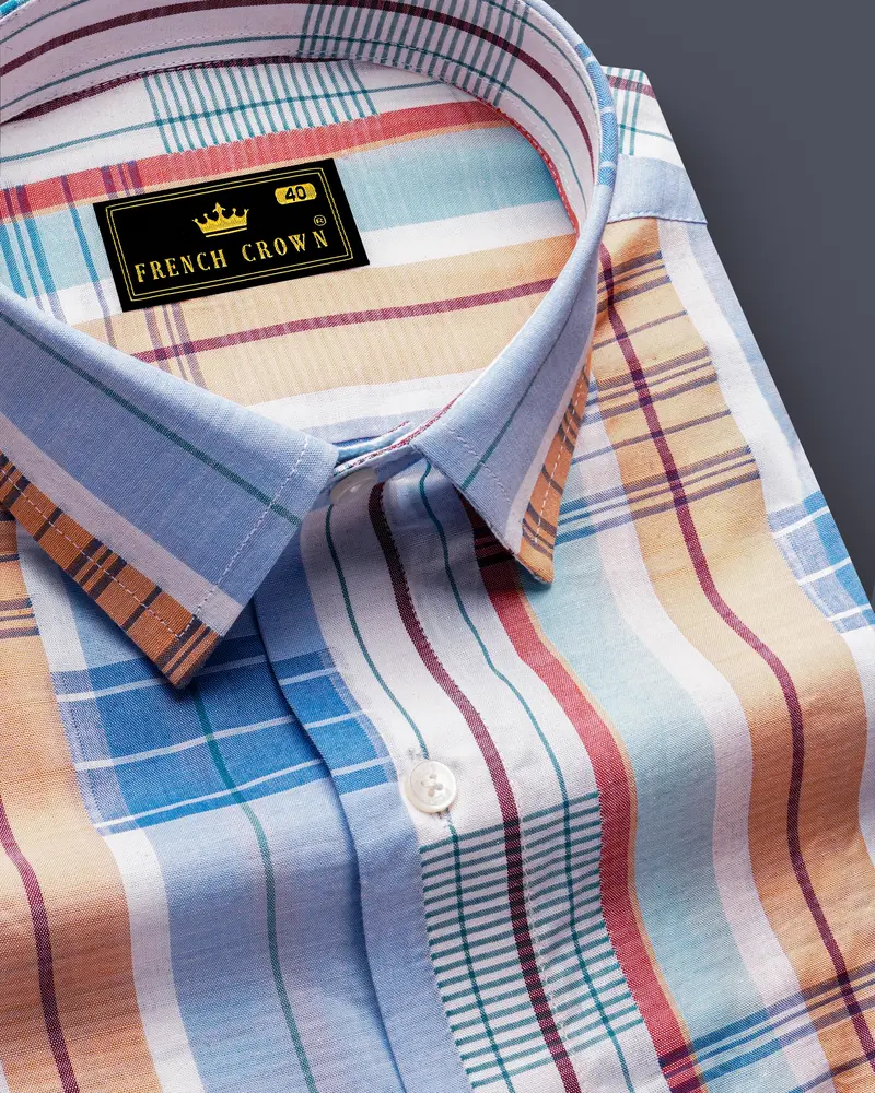Gainsboro Blue Multicolor Striped Premium Cotton Shirt 1