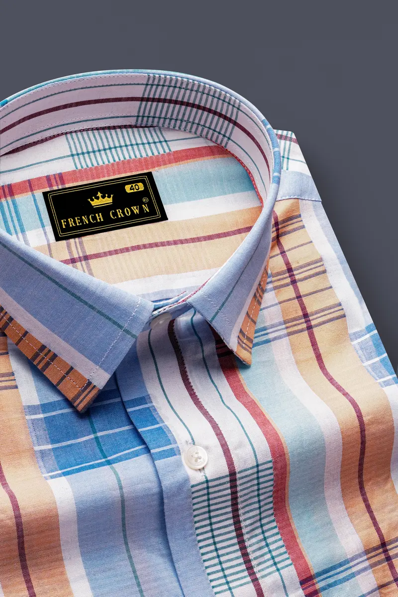 Gainsboro Blue Multicolor Striped Premium Cotton Shirt 2