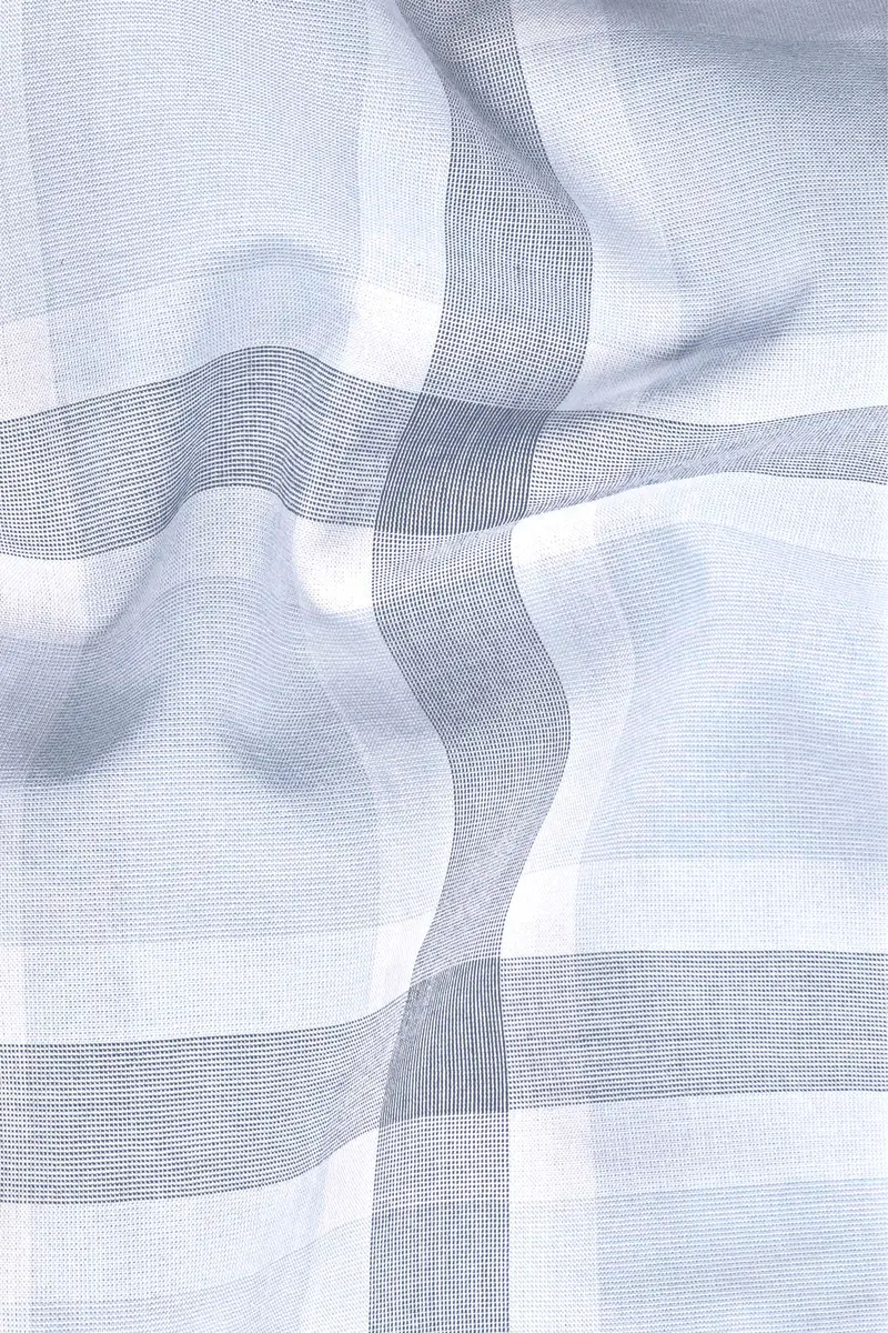 Gainsboro Blue Windowpane Premium Cotton Shirt 2