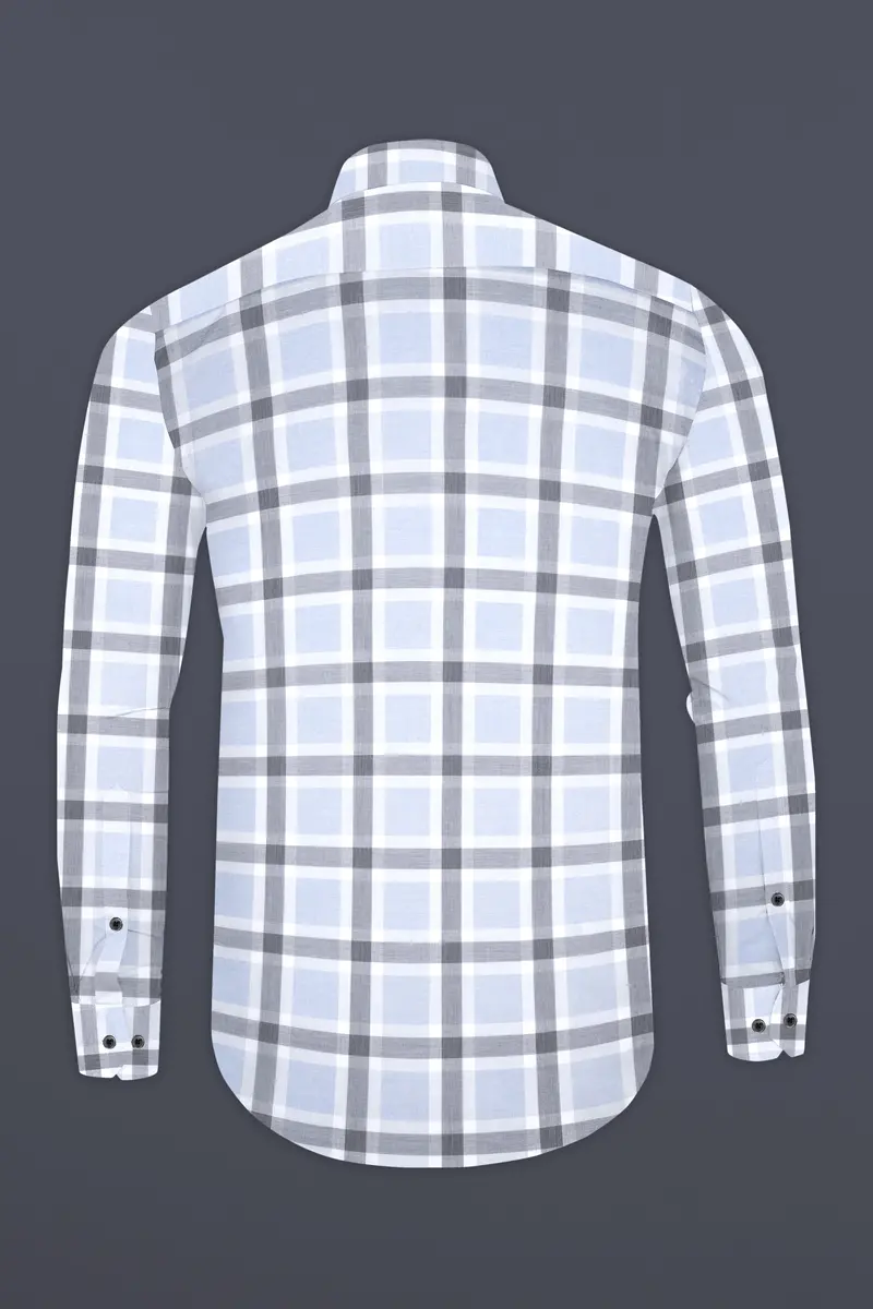 Gainsboro Blue Windowpane Premium Cotton Shirt 5