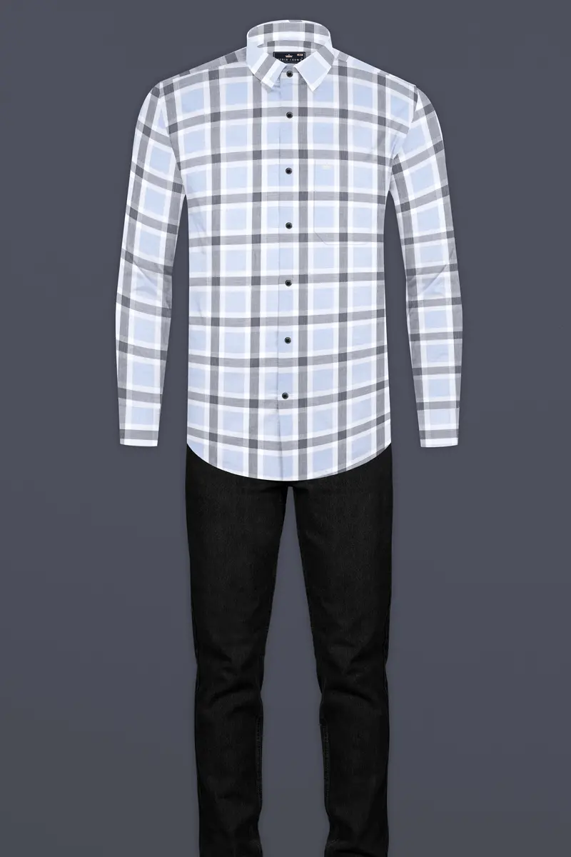 Gainsboro Blue Windowpane Premium Cotton Shirt 6