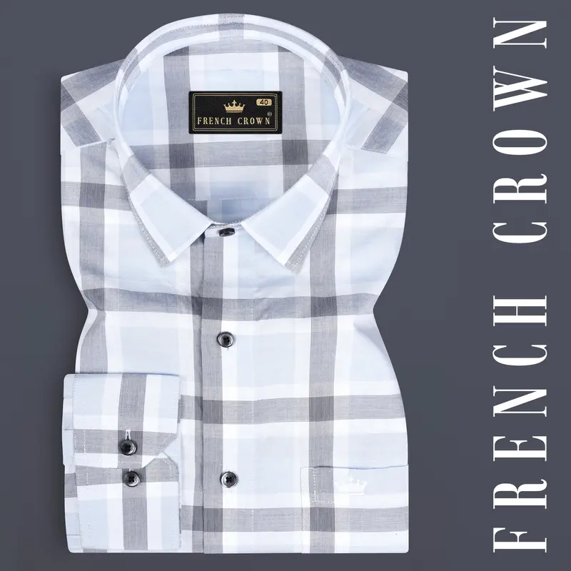 Gainsboro Blue Windowpane Premium Cotton Shirt 7