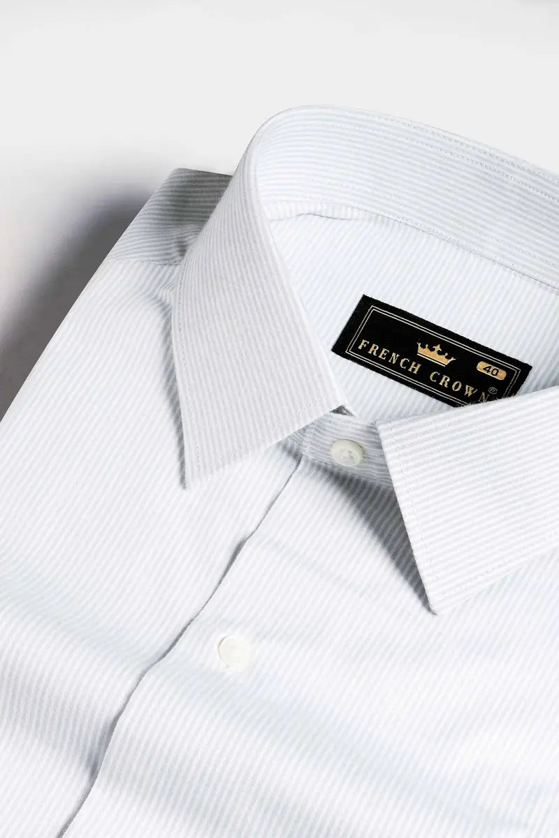 Gainsboro Gray And White Pinstriped Premium Cotton Shirt 1
