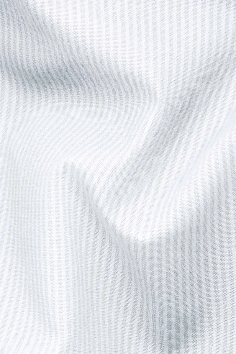 Gainsboro Gray And White Pinstriped Premium Cotton Shirt 2
