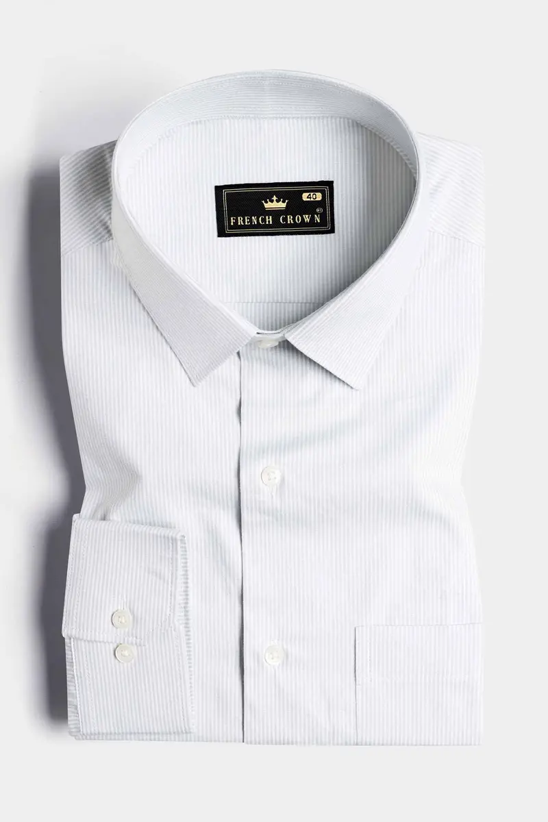 Gainsboro Gray And White Pinstriped Premium Cotton Shirt 3