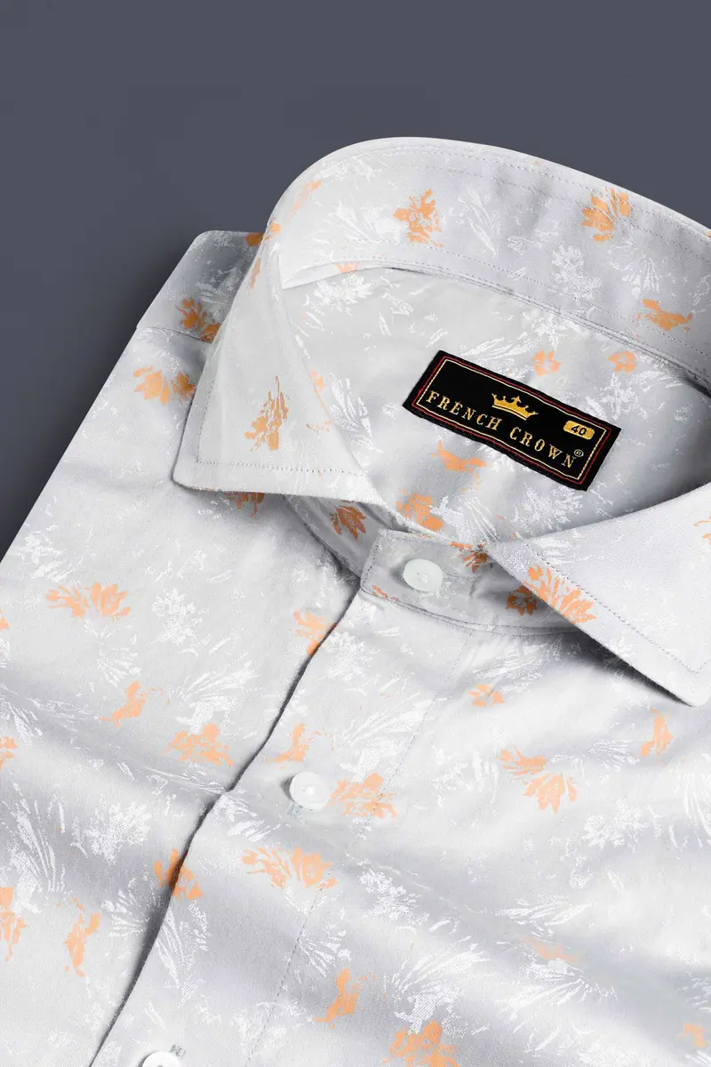 Gainsboro Gray Printed Subtle Sheen Super Soft Premium Cotton Shirt 1