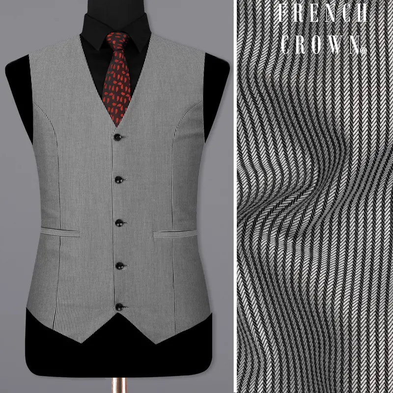 Gainsboro Gray Striped Waistcoat 1