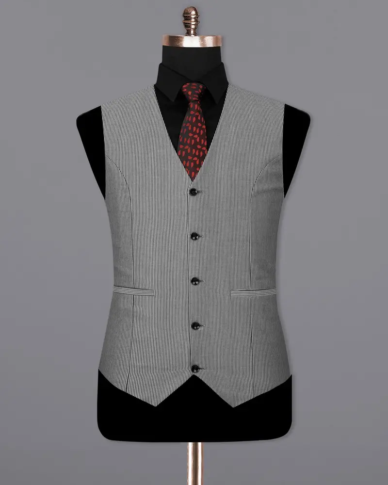 Gainsboro Gray Striped Waistcoat 2