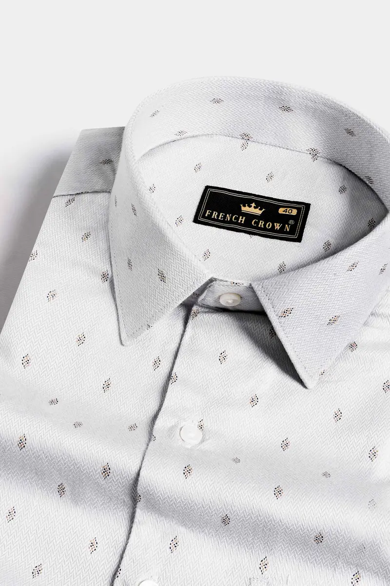 Gainsboro Gray Textured Herringbone Premium Cotton Shirt 1