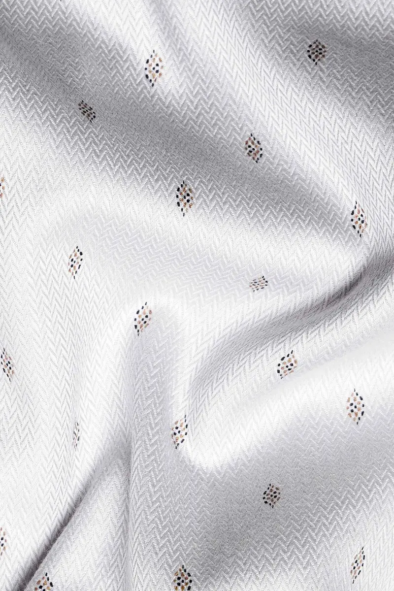Gainsboro Gray Textured Herringbone Premium Cotton Shirt 2