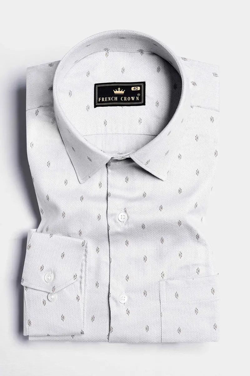 Gainsboro Gray Textured Herringbone Premium Cotton Shirt 3