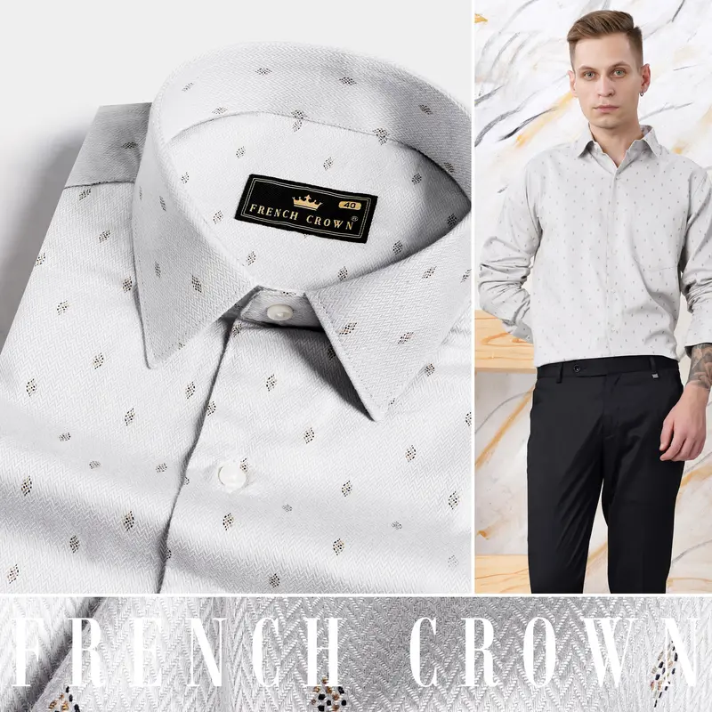 Gainsboro Gray Textured Herringbone Premium Cotton Shirt 4