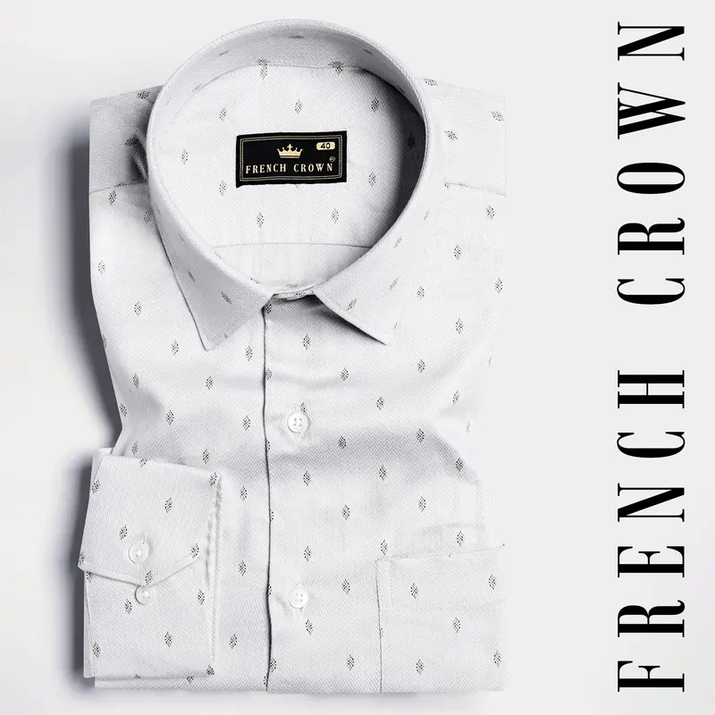 Gainsboro Gray Textured Herringbone Premium Cotton Shirt 7