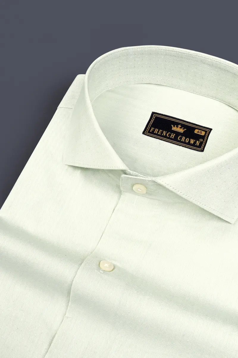 Gainsboro Green Dobby Textured Premium Giza Cotton Shirt 1