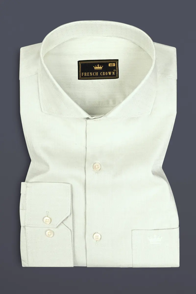 Gainsboro Green Dobby Textured Premium Giza Cotton Shirt 3