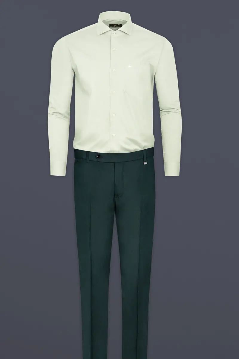 Gainsboro Green Dobby Textured Premium Giza Cotton Shirt 6