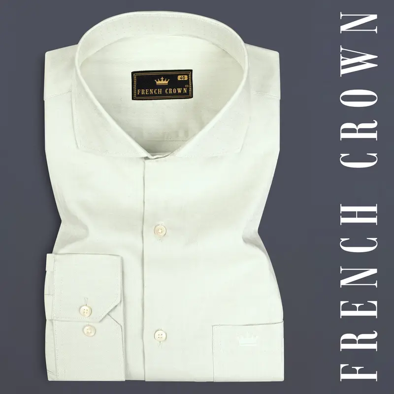 Gainsboro Green Dobby Textured Premium Giza Cotton Shirt 7