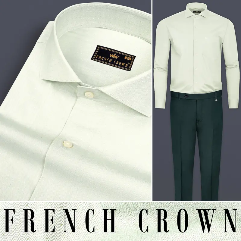 Gainsboro Green Dobby Textured Premium Giza Cotton Shirt 8