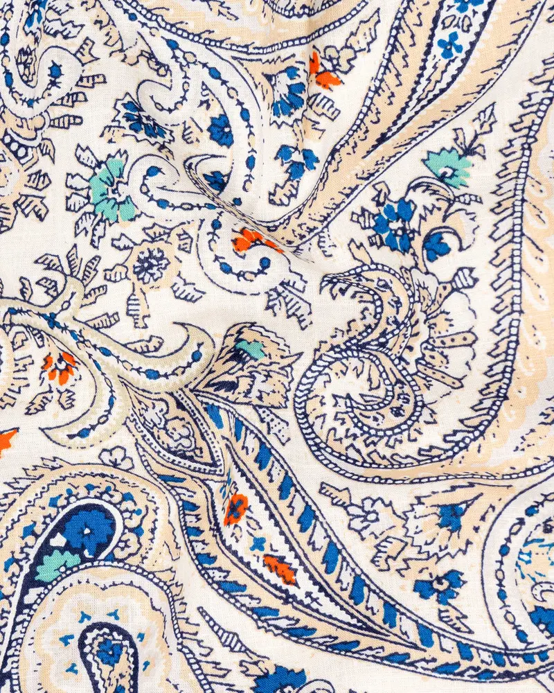 Gainsboro Paisley Printed Luxurious Linen Kurta Shirt 3