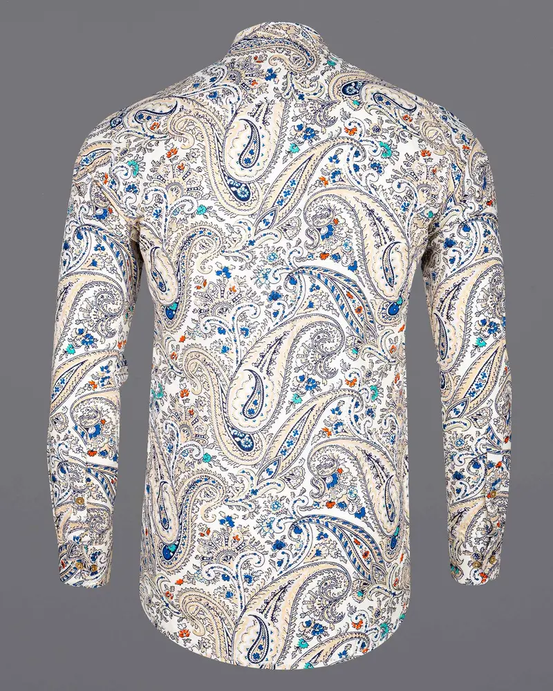 Gainsboro Paisley Printed Luxurious Linen Kurta Shirt 7