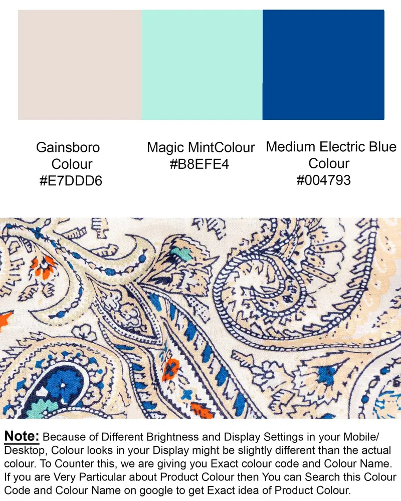 Gainsboro Paisley Printed Luxurious Linen Kurta Shirt 8