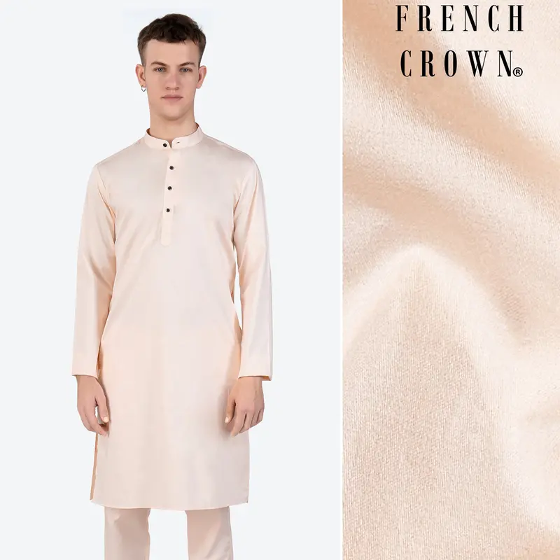Gainsboro Peach Subtle Sheen Super Soft Premium Cotton Kurta 1