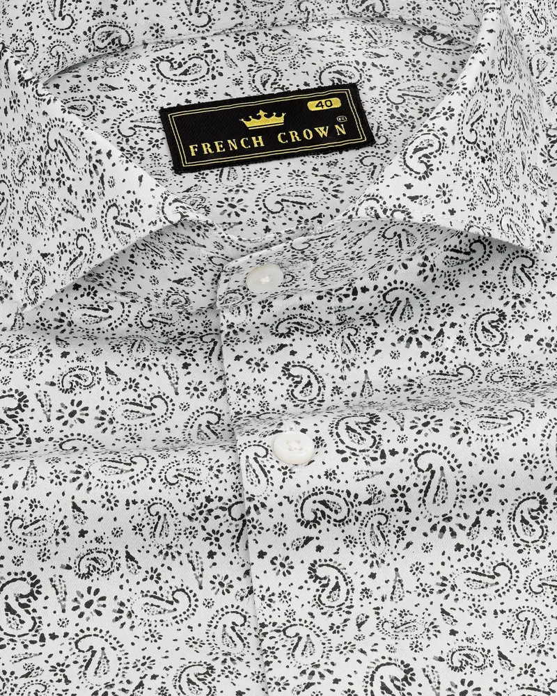 Gainsboro White And Black Paisley Printed Super Soft Premium Cotton Shirt 1