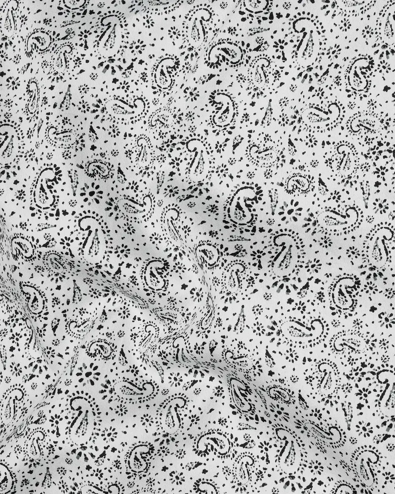 Gainsboro White And Black Paisley Printed Super Soft Premium Cotton Shirt 2