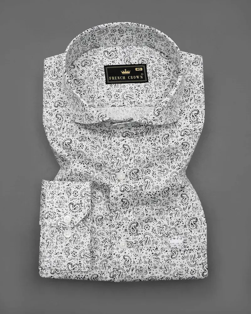 Gainsboro White And Black Paisley Printed Super Soft Premium Cotton Shirt 3
