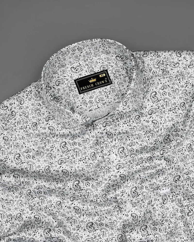 Gainsboro White And Black Paisley Printed Super Soft Premium Cotton Shirt 4