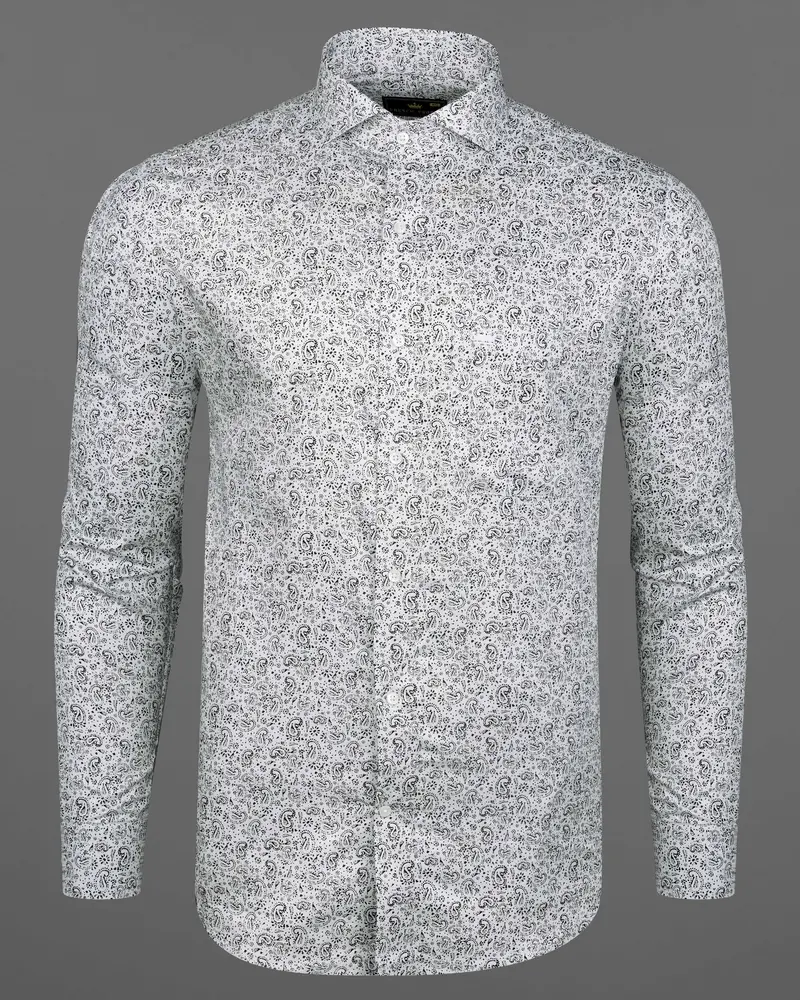 Gainsboro White And Black Paisley Printed Super Soft Premium Cotton Shirt 5