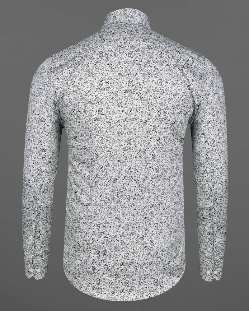 Gainsboro White And Black Paisley Printed Super Soft Premium Cotton Shirt 6