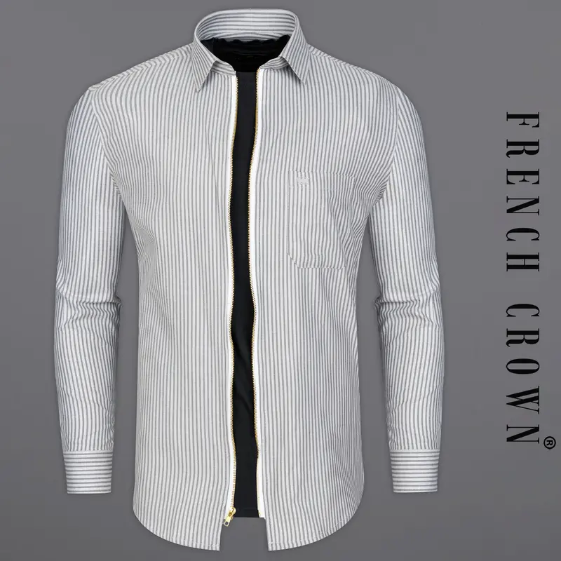 Gainsboro With Venus Gray Striped Flannel Overshirt/Shacket 1