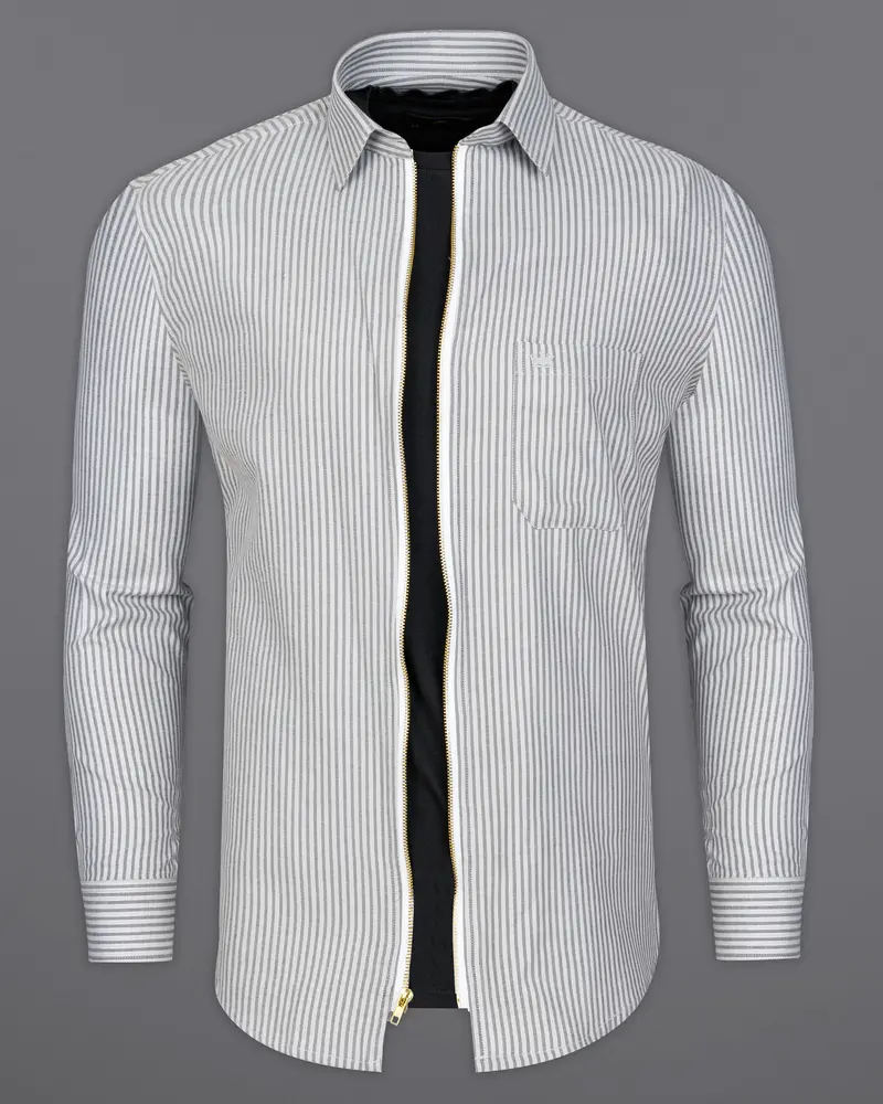 Gainsboro With Venus Gray Striped Flannel Overshirt/Shacket 2