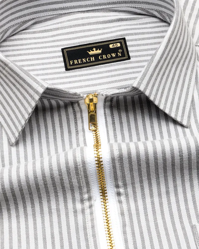 Gainsboro With Venus Gray Striped Flannel Overshirt/Shacket 4
